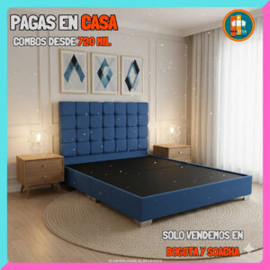 BASE CAMA PERSONALIZABLE – Base Dividida + Espaldar | Medida 140x190 (Doble)
