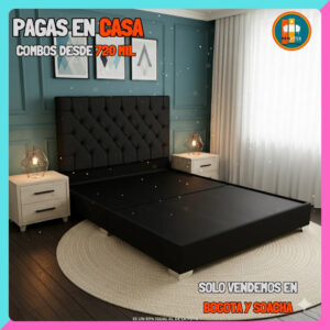 BASE CAMA PERSONALIZABLE – Base Dividida + Espaldar | Medida 140x190 (Doble)