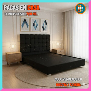 COMBO BÁSICO EN REMATE – Base Dividida + Espaldar + Colchón Semi Ortopédico 25 cm | Medida 140x190 (Doble)