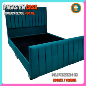 BASE CAMA CON PIECERO PERSONALIZABLE – Base Dividida + Espaldar + Piecero| Medida 140×190 (Doble)