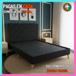 COMBO BÁSICO EN REMATE – Base Dividida + Espaldar + Colchón Semi Ortopédico 25 cm | Medida 140x190 (Doble)